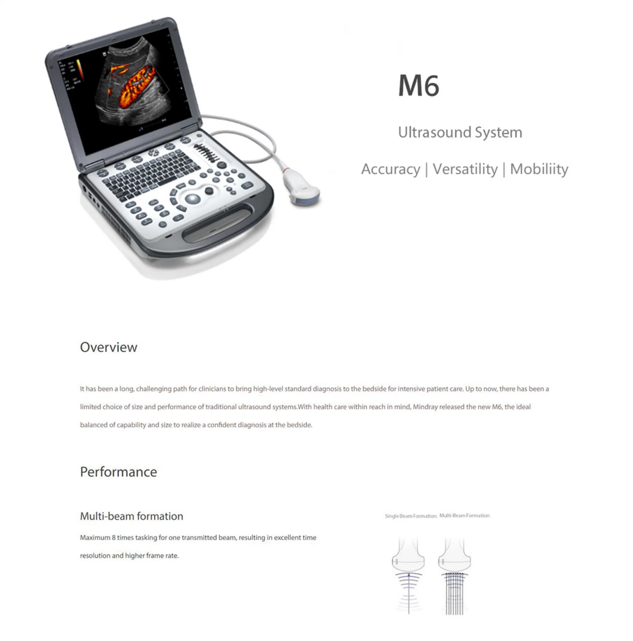 Mindray M6 Ultraschallgerät mit linearer Sonde L14-6s und konvex 3c5