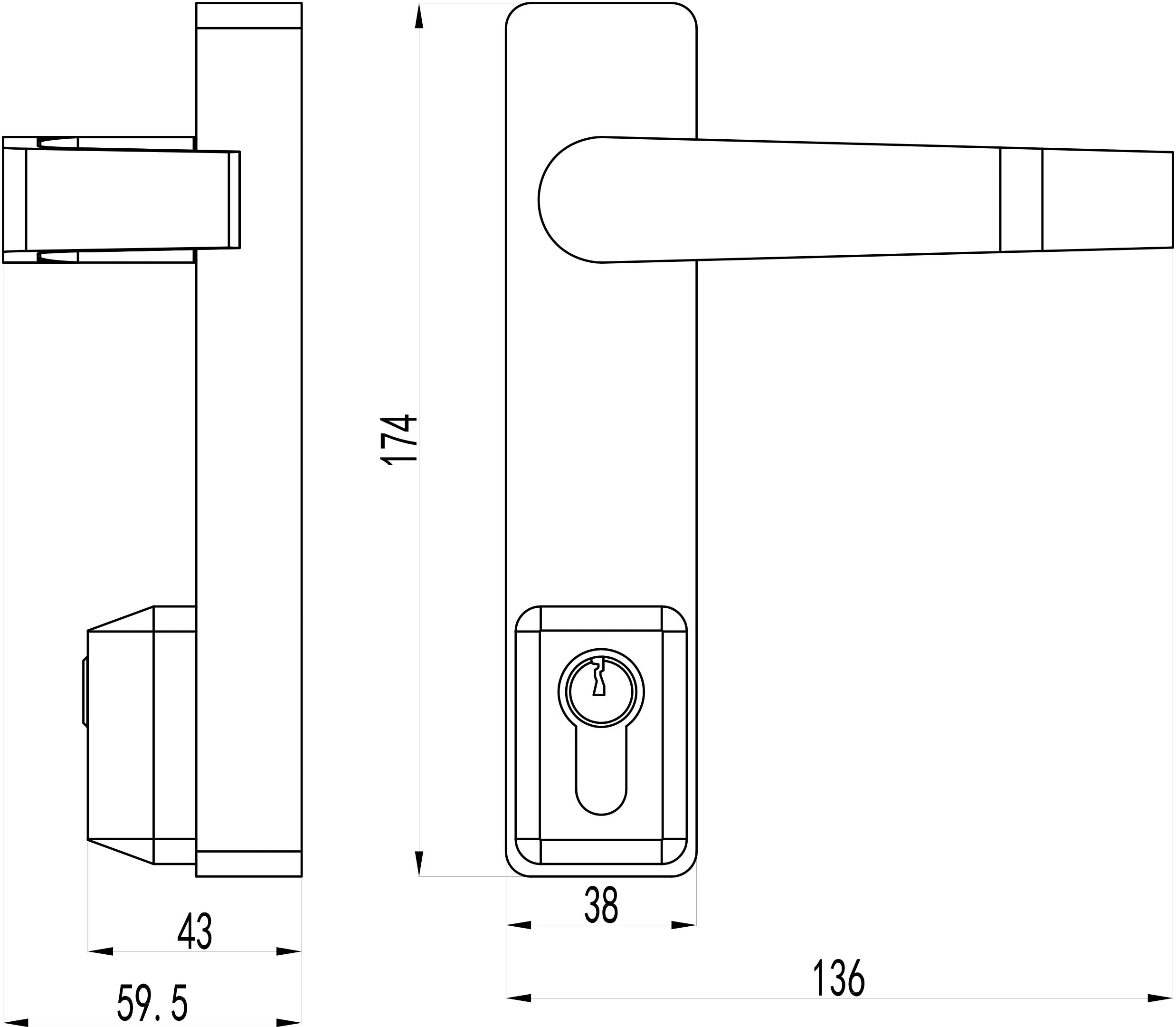 Lever Handle Outer Trim for Fire Door Panic Bar Device