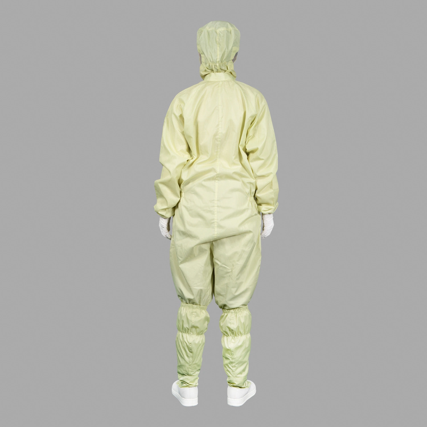 0.5 Grid Hooded One-Piece Yellow Anti-Static Work Clothes