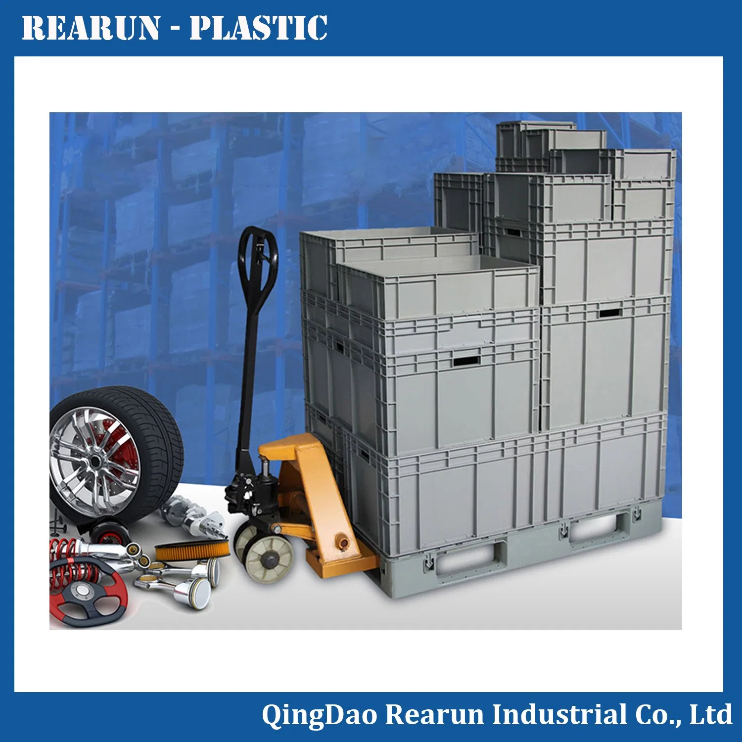 Heavy Duty Turnover Plastic Crate Stackable Storage Containers for Logistic