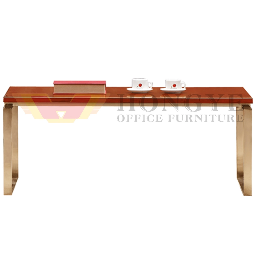 Modern Golden Wooden Stainless Steel Office Furniture Coffee Furniture (HY-018-1)