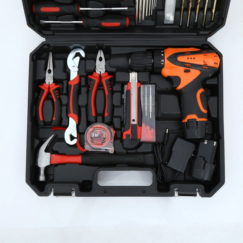 125PCS Household Hardware Tool Set Electrician Woodworking Repair Tool Wrench Sleeve Scissors Saw Hammer Pliers Screwdriver Lithium Electric Drill Tool Set