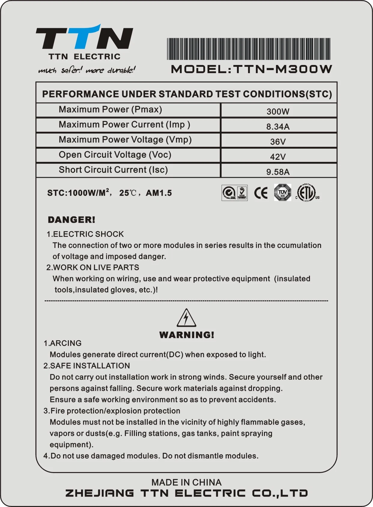 300W monokristallines Solarmodul Photovoltaik-PV-Modulsystem