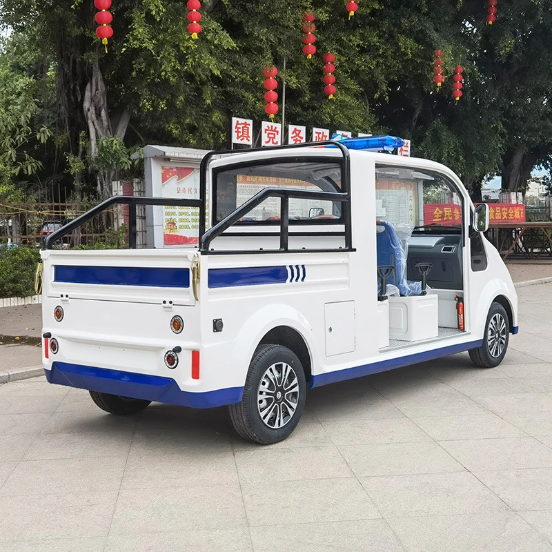 Pick-up de patrouille électrique à deux rangées, baquet de chargement à quatre roues semi-fermé Voitures de patrouille