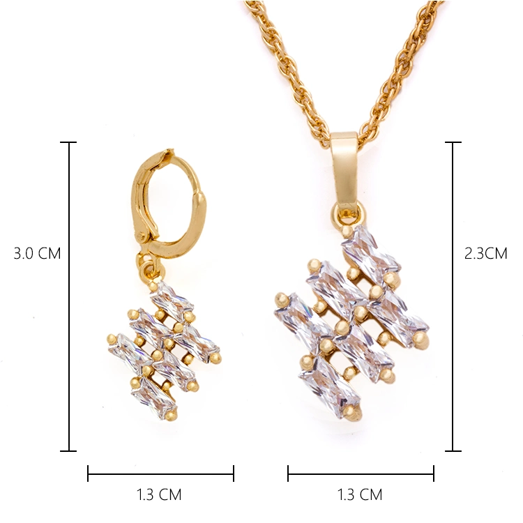 Fashion 18K Gold Plated Cubic Zirconia Costume Imitation Charm Jewelry Sets