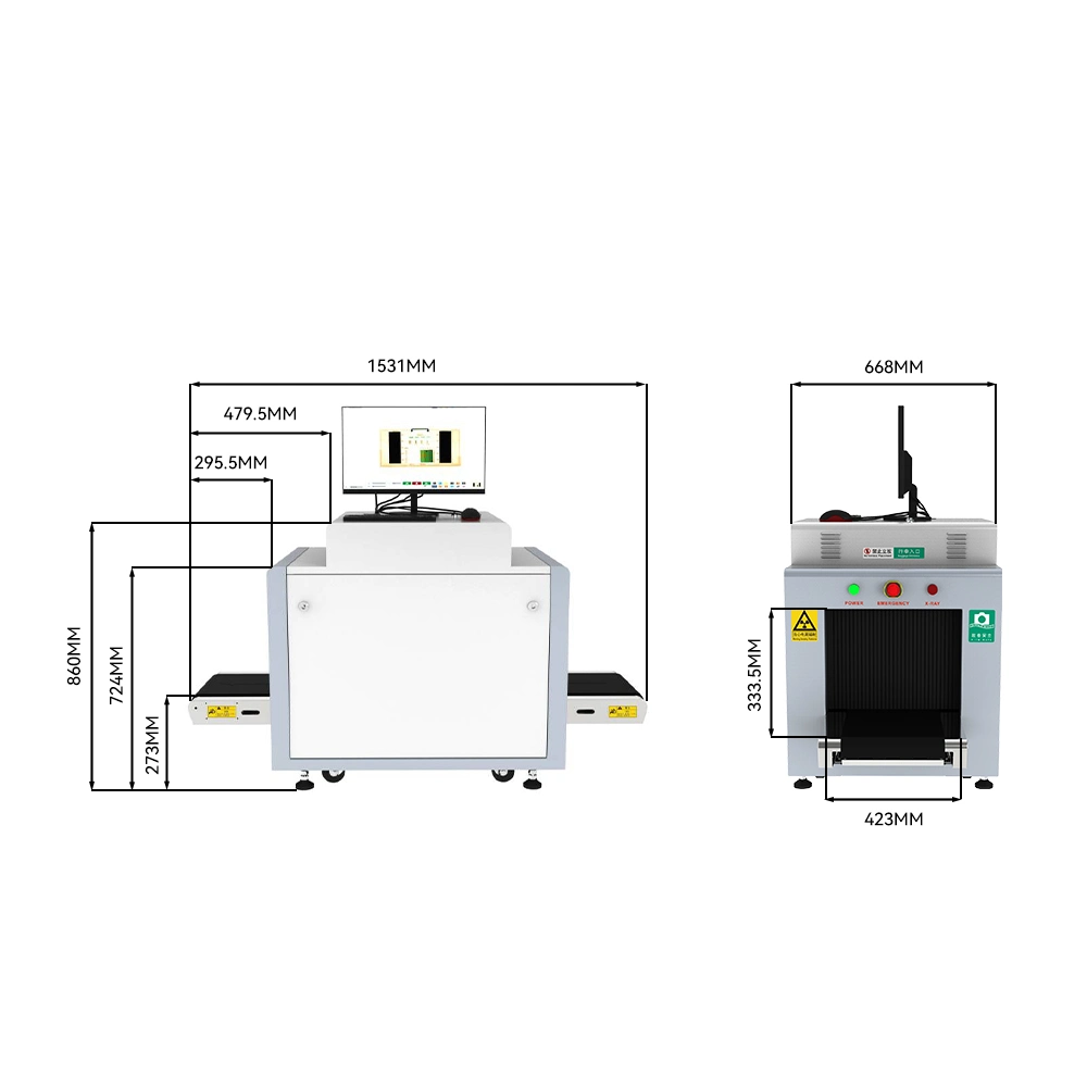 Botar Airport Baggage Scanner máquina de inspección de rayos X escáner de equipaje de rayos X.