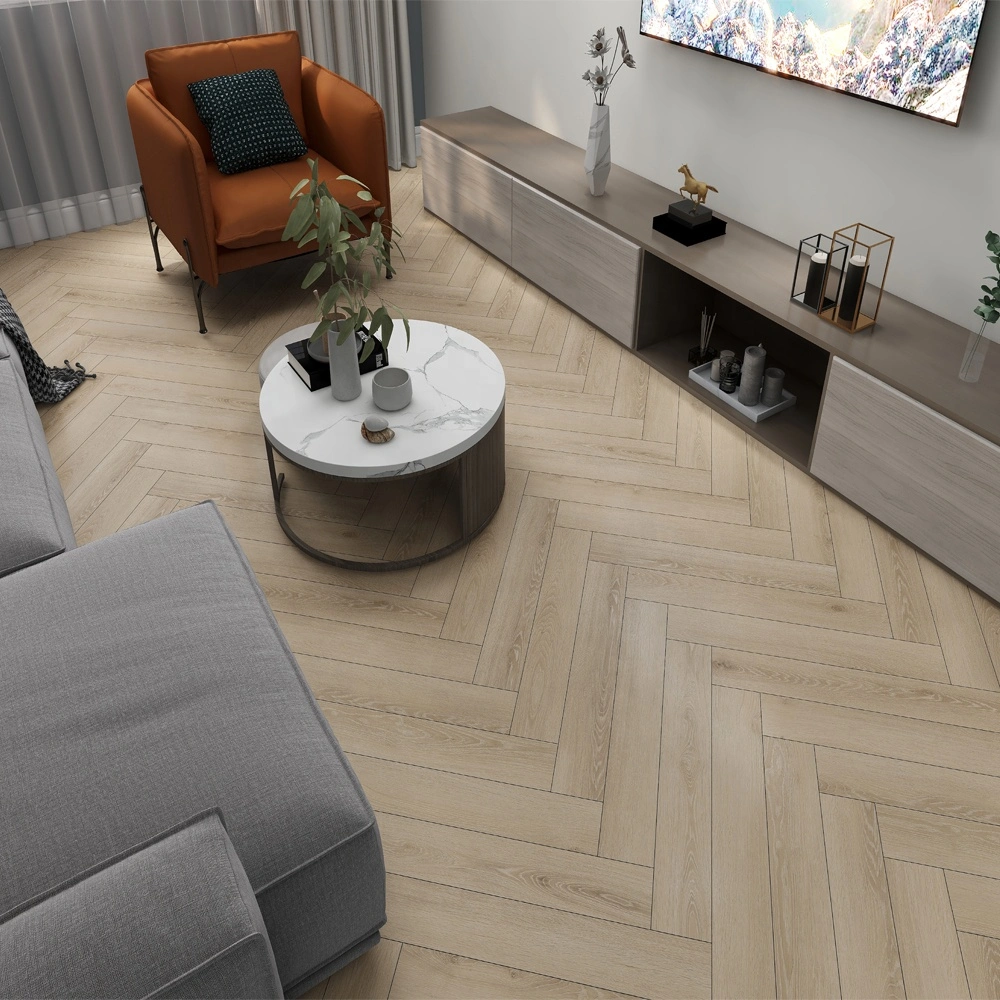 Natural Wire Brushed Oak Herringbone Laminate Flooring Hot Sale Products with Unizip Click