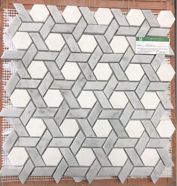 2023 Carrara White Pure White Marble Mosaic New Design Pattern Mosaic Decorative Tile for Walling and Flooring