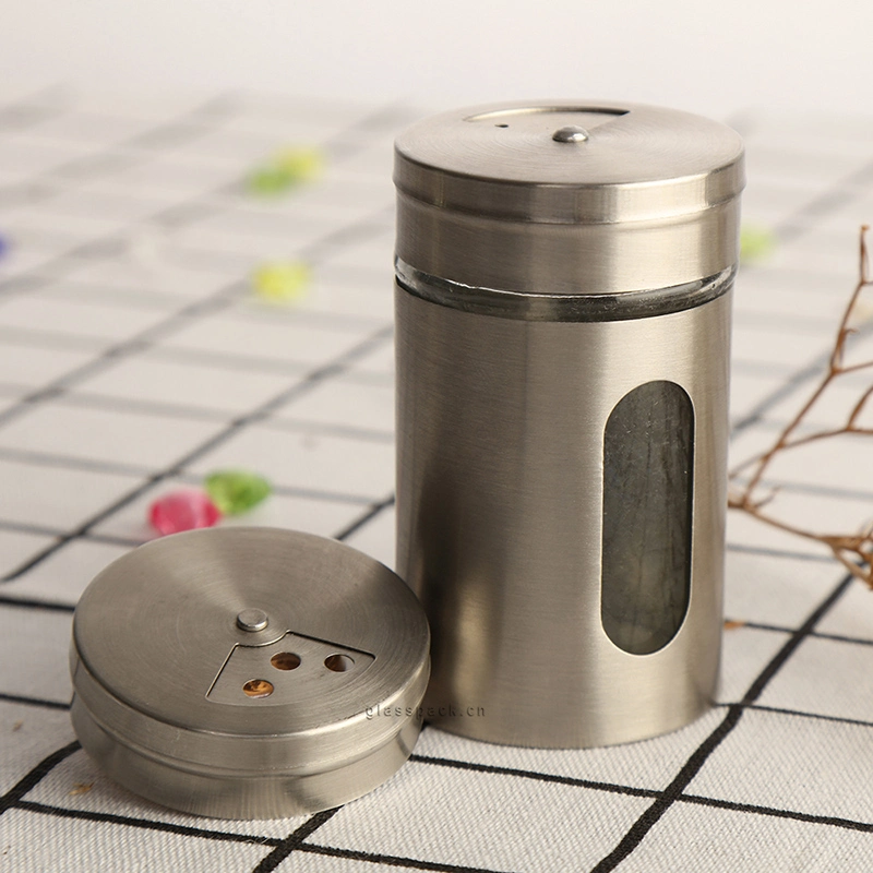 Spice & Salt Container with Stainless Steel Cover and Cap