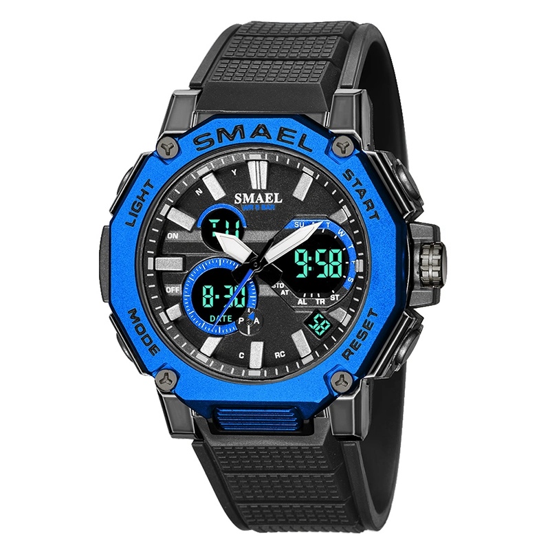 Smael Men's Watches New Brand Men LED Digital Quartz Watch Waterproof All Black Sport Man Clock Relogio Masculino 8047style