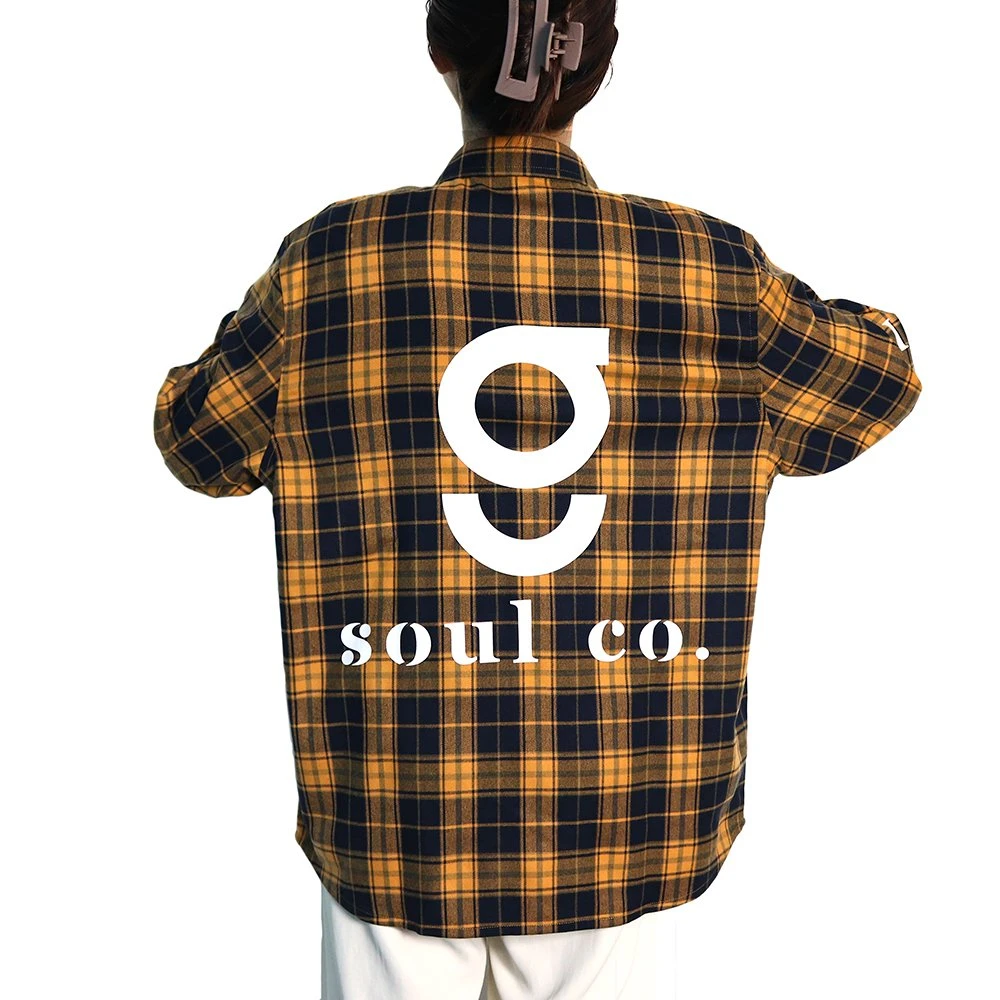 Simple Fashion Black and Yellow Plaid Shirt Made of Pure Cotton Fabric