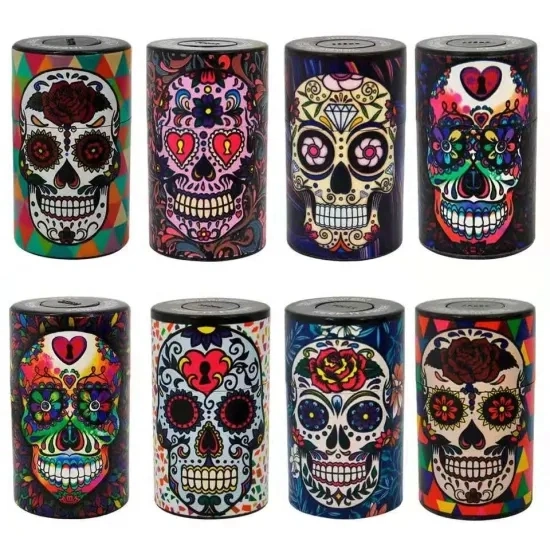 2021 New Arrivel Jl-035y Skull Plastic Glow Jar Storage Herb Grinder Stash Container Herb Storage Jar