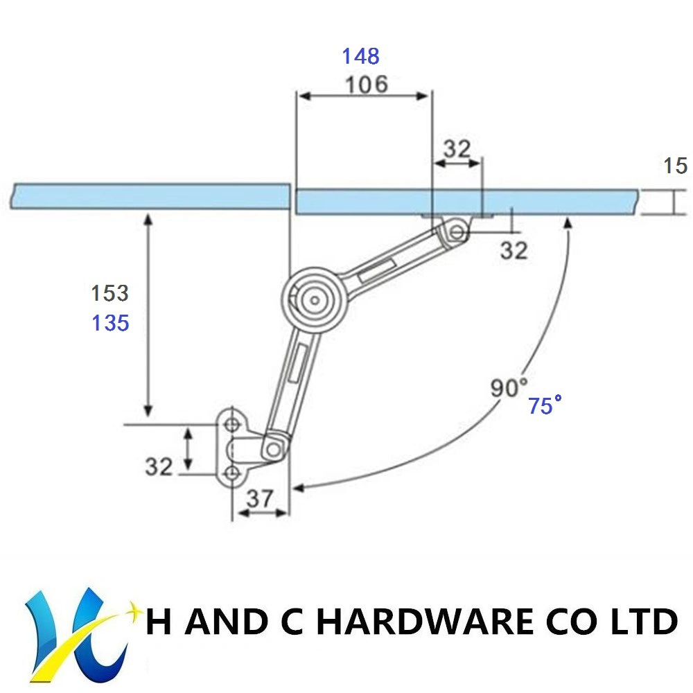 Furniture Hardware Soft Down Stay Cabinet Support Lid Stay