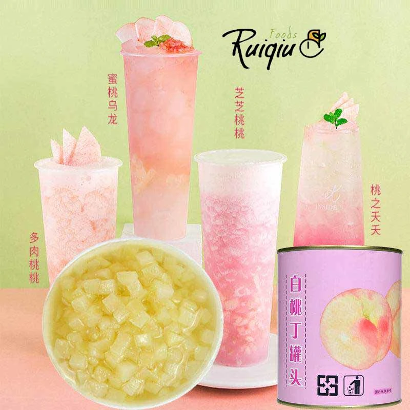 Canned Peach Dice White Peach in Syrup 5*5mm for Milk Tea Fruit Adding