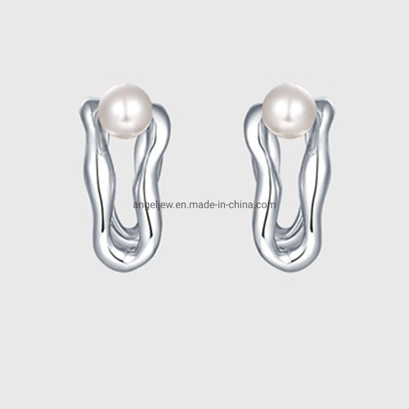 Diseño Irregular minimalista S925 Sterling Silver Pearl Earrings in Wholesale/Supplier