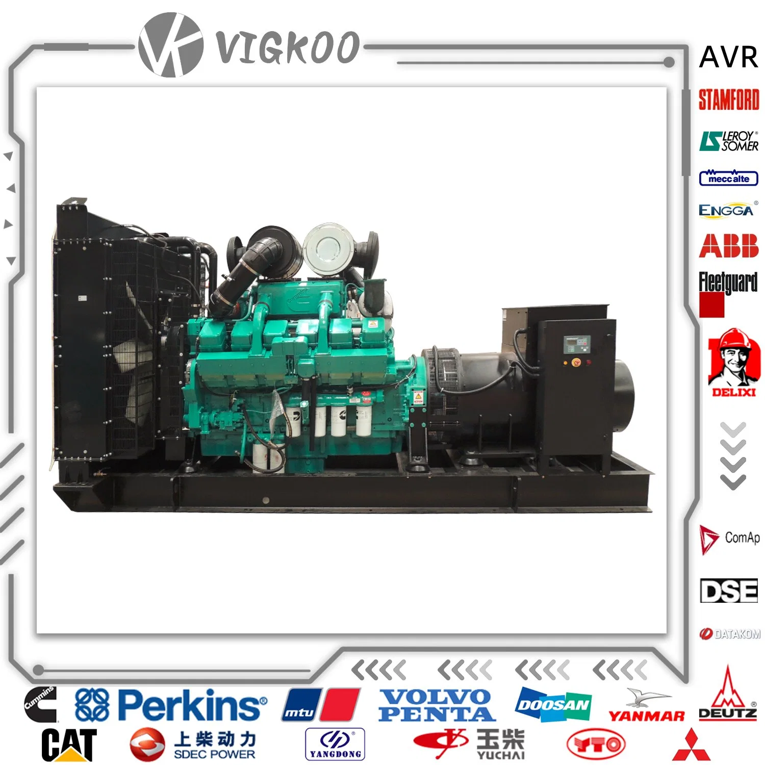 Elektrische Leistung 20 kVA bis 2400 kW Open Frame Diesel Satz Wird Generiert