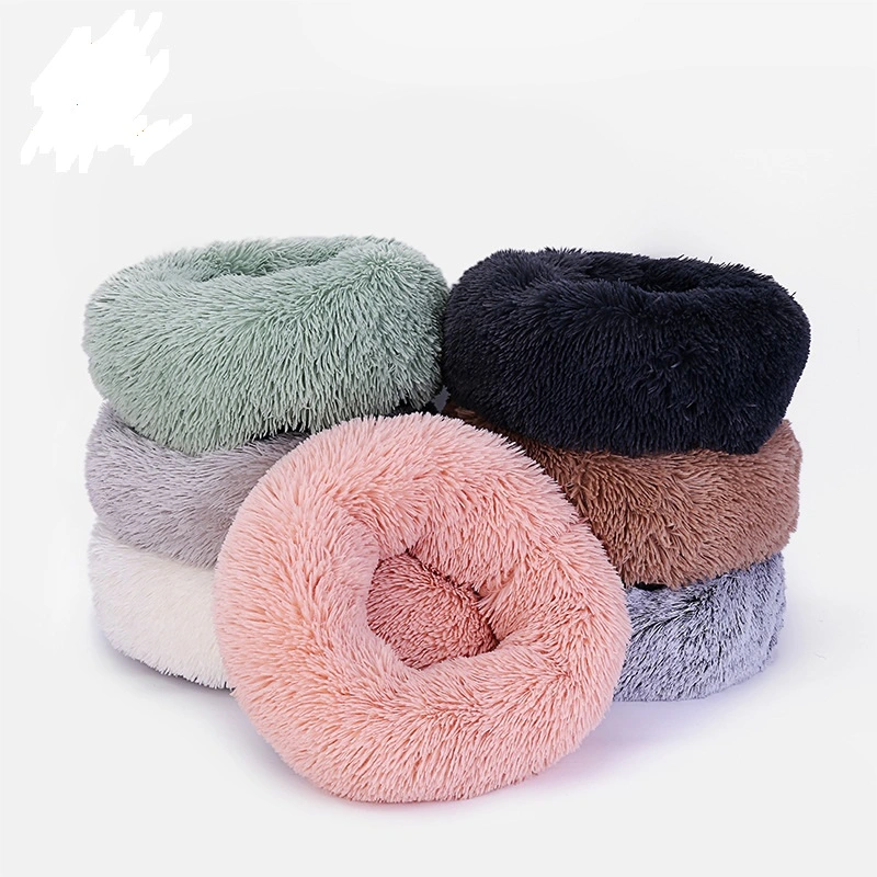 Factory Design Pet Bed Dog Round Cat Winter Warm Sleeping Bag Long Plush Soft Pet Nest Round Depth Kennel Pet Nest