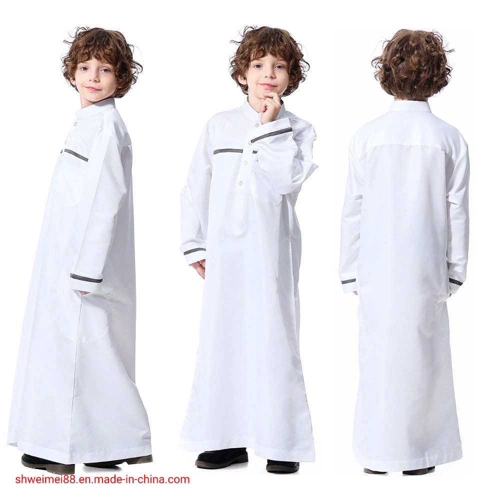 Boy Long Sleeve Stand Collar Robe Arabian Muslim Ethnic Thobe Costume