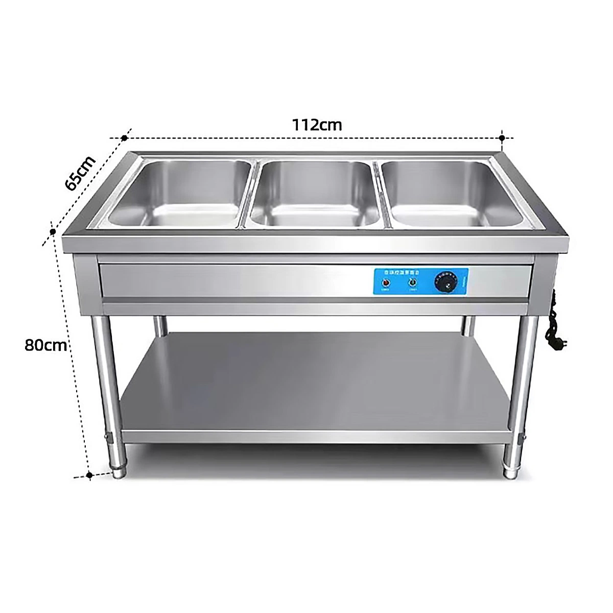 Bain Marie Commerical Electric Buffet Countertop Food Warmer 3 Wells with Glass Chafing Dishes