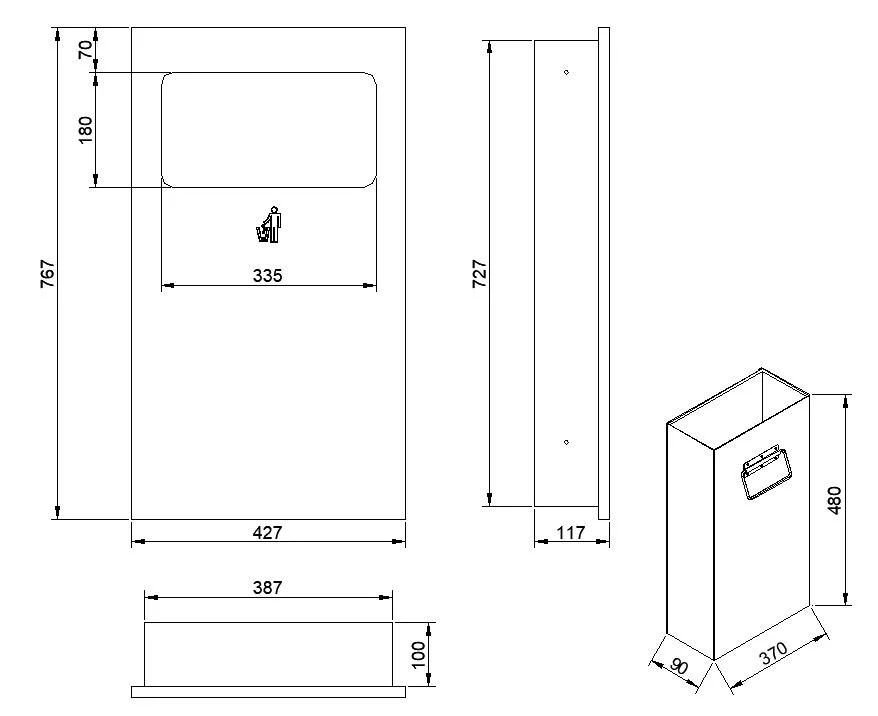 Recessed Public Area Waste Recycle Bin Garbage Bin