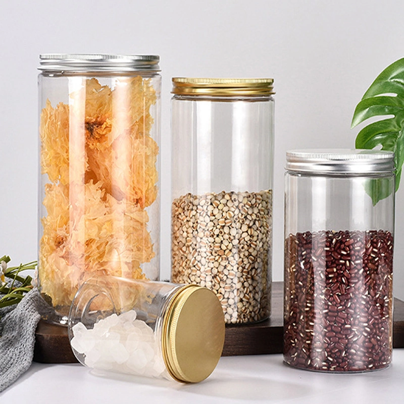 Round Shape Plastic Jar Clear Food Storage Transparent Plastic Can