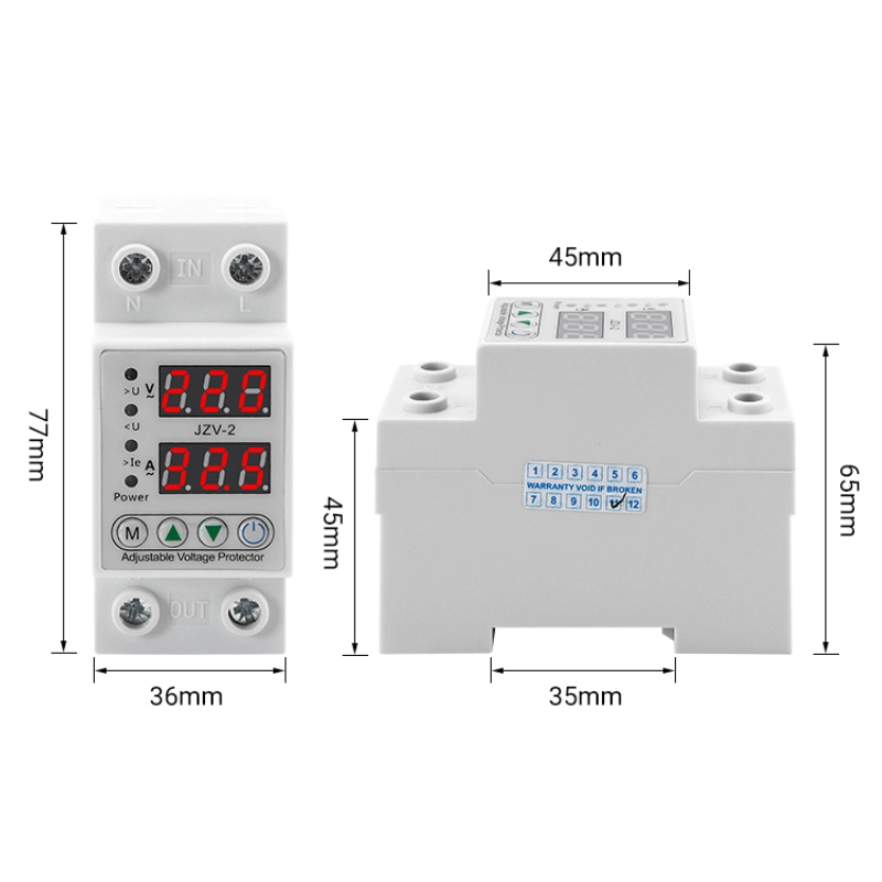 40A 63A 230V Relay Surge DIN Rail Adjustable Voltage Protector Current Protection