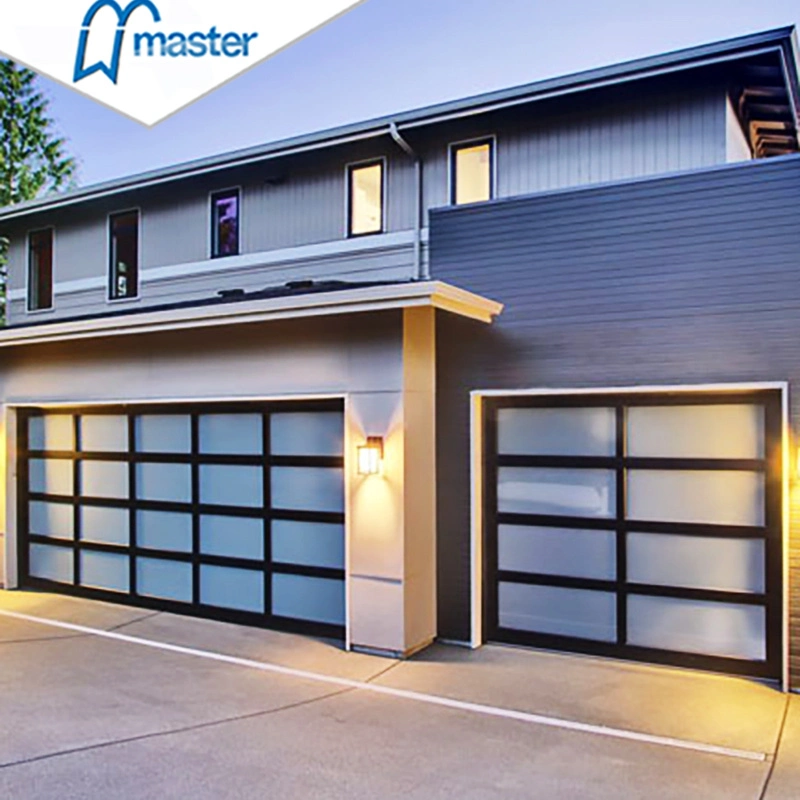 Master Well Cheap Price Elegant Overhead Electric Open Aluminum Frame Tempered Laminated Glass Garage Door