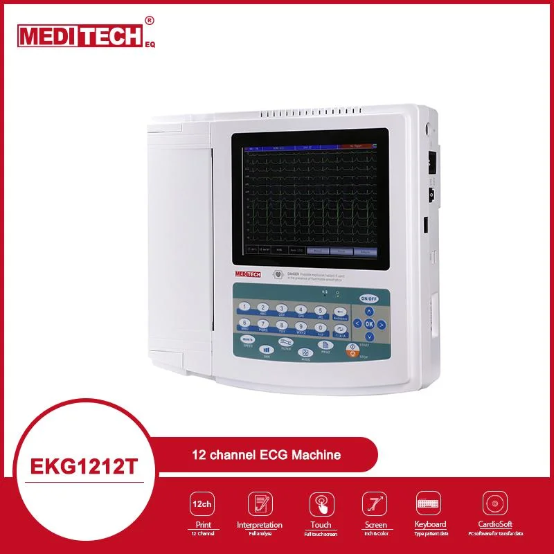 8 Inch Touch and Color Screen EKG Cardiograph Machine, 12 Channel ECG Machine Large Capacity and PC ECG Software