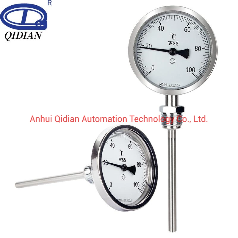 304 Stainless Steel Bimetal Thermometer High Sensitive Fast Read Stainless Steel Bimetallic Thermometer Industrial Pointer Thermometer0-100&ordm;C 0-200&ordm;C