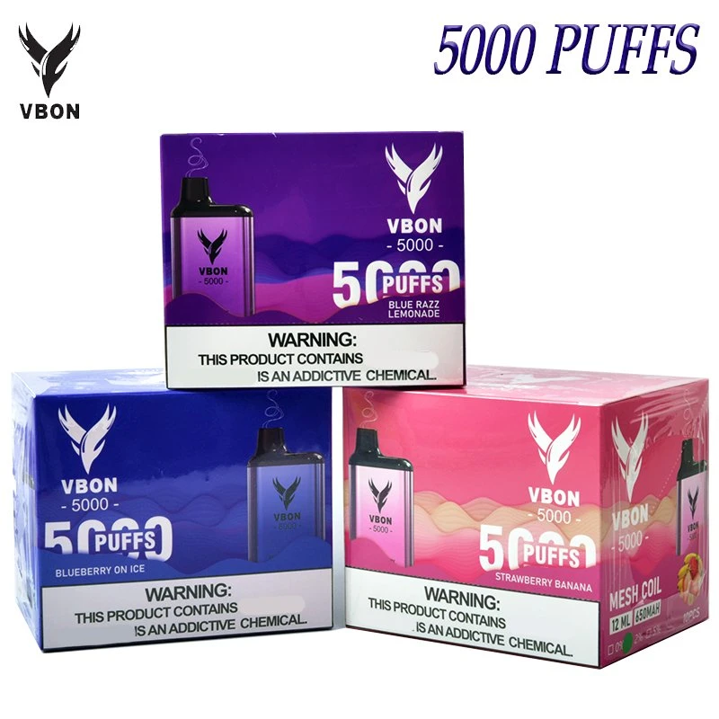 Puff5000 Vbon Bar Multi-Fruit Flavor Atomizer Vaporizer 650mAh Battery Puff Disposable Vape