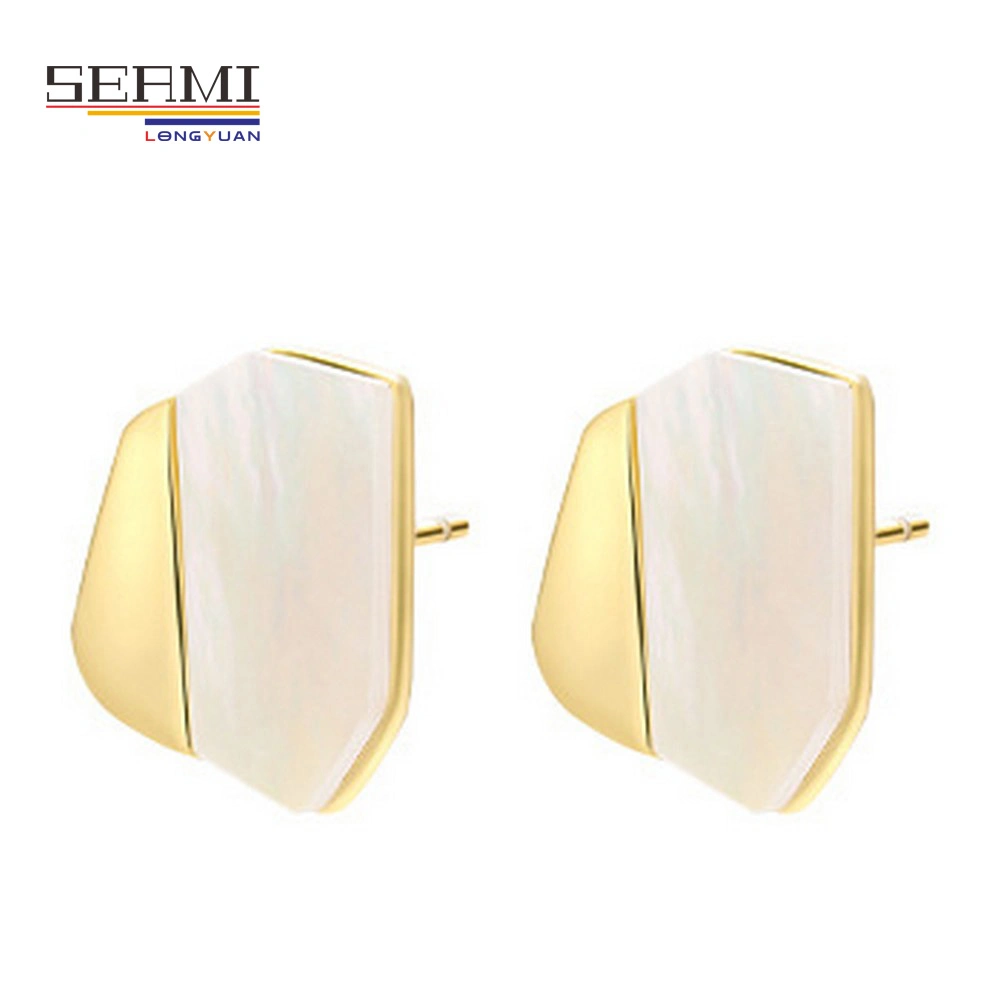 S925 Sterling Silver Female Irregular White Shell Unique Earrings