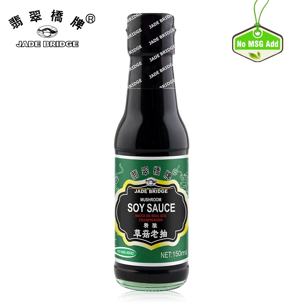 Chinese Condiments Manufacturer Authentic Taste 150 Ml Bottle Jade Bridge No Msg Mushroom Soy Sauce