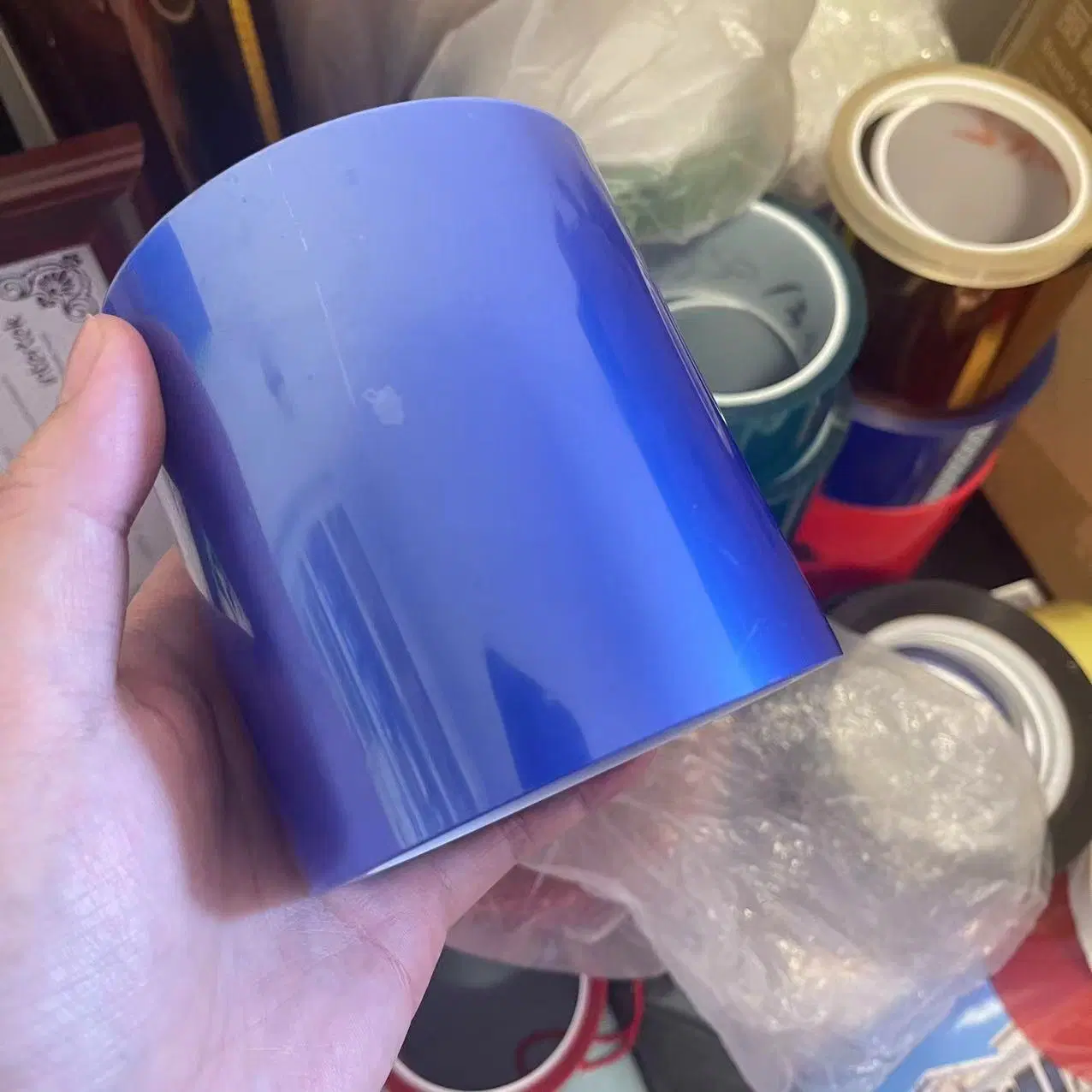 Spraying 80mic Blue Polyester Electrical Tape for Sublimation High Temperature Masking Tape