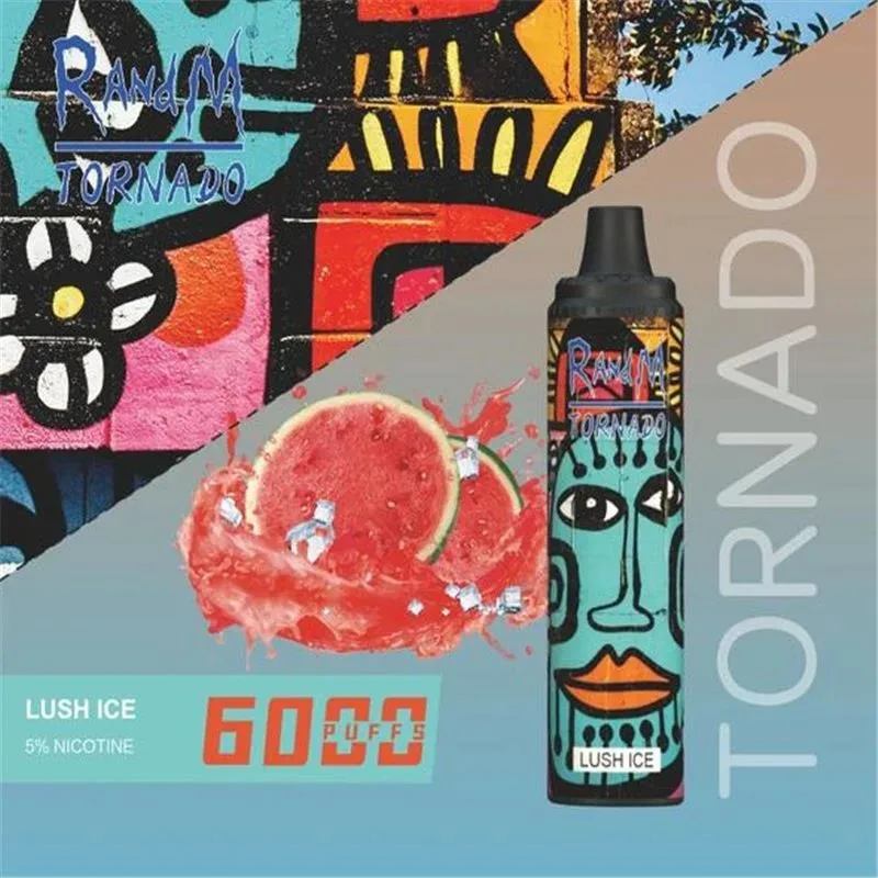 12ml de líquido pre-llenado de la bobina de malla de Vape Randm desechables dispositivo RM Tornado 6000 inhalaciones con 850mAh Batería Recargable