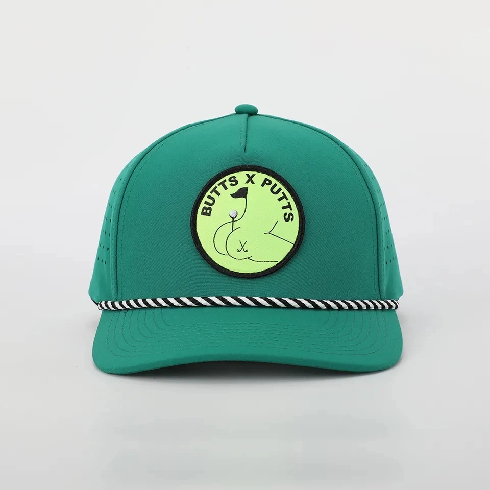 El logotipo de parches personalizados 5 de alta calidad de instrumentos de cuerda verde Papá Hat Deporte impermeable Gorra K una trama de corte láser agujero perforado Deportes Hat