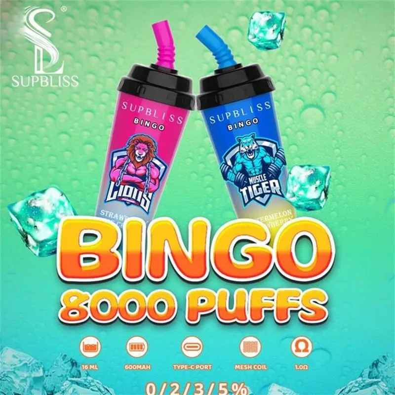 Supbliss Bingo 8000 Puffs OEM Wholesale/Supplier Disposable/Chargeable Vape Pen 16ml Prefilled Pod 850mAh Mesh Coil Vapes E Cig Shop Puff Distributors