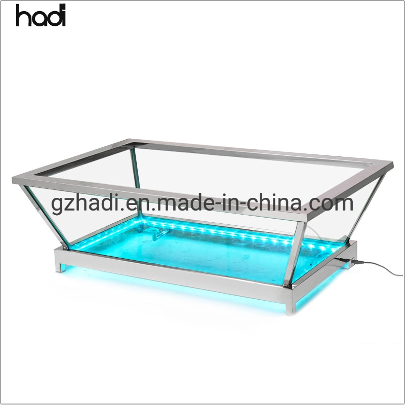 Buffet Equipment Hotel Sea Food Display Commercial LED Ice Bucket Acrylic Commercial Customised Size Rectangle Clear Acrylic Ice Bucket for Sale