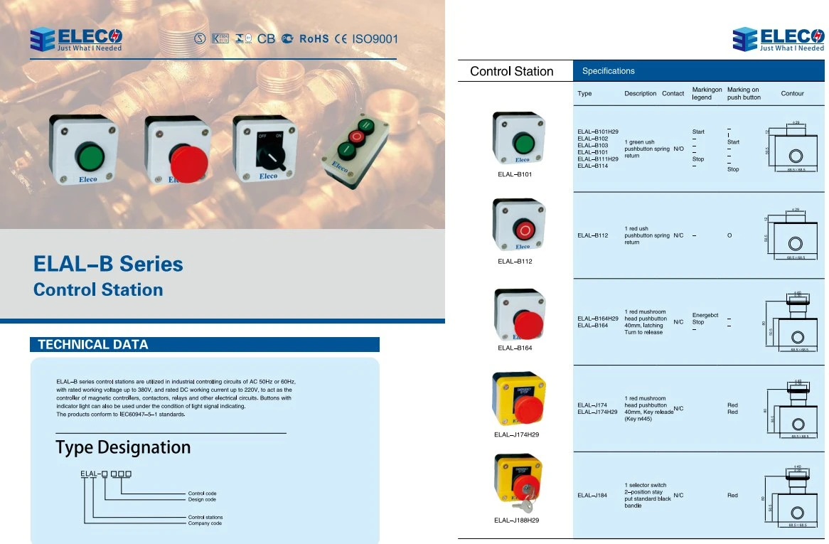 High Quality Bush Button Control Station Elal-B101