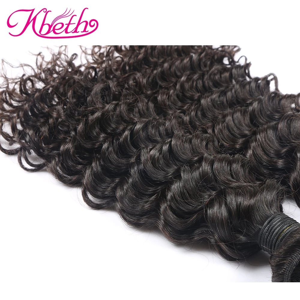 Kbeth Human Hair Extension 100% Real Natural Virgin Brazilian Ready to Ship Hair Weft Human Deep Curly Hair Bundles