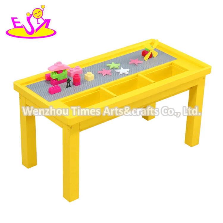 Customize Children Wooden Bloks Play Table with Storage W08g290c