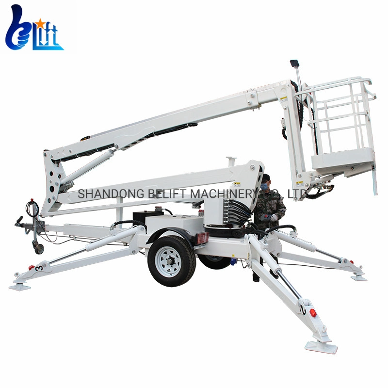 10m-22m Elektrische hydraulische Luft Teleskop Kirsche Picker Towable Spider Anhänger Ausleger Anheben