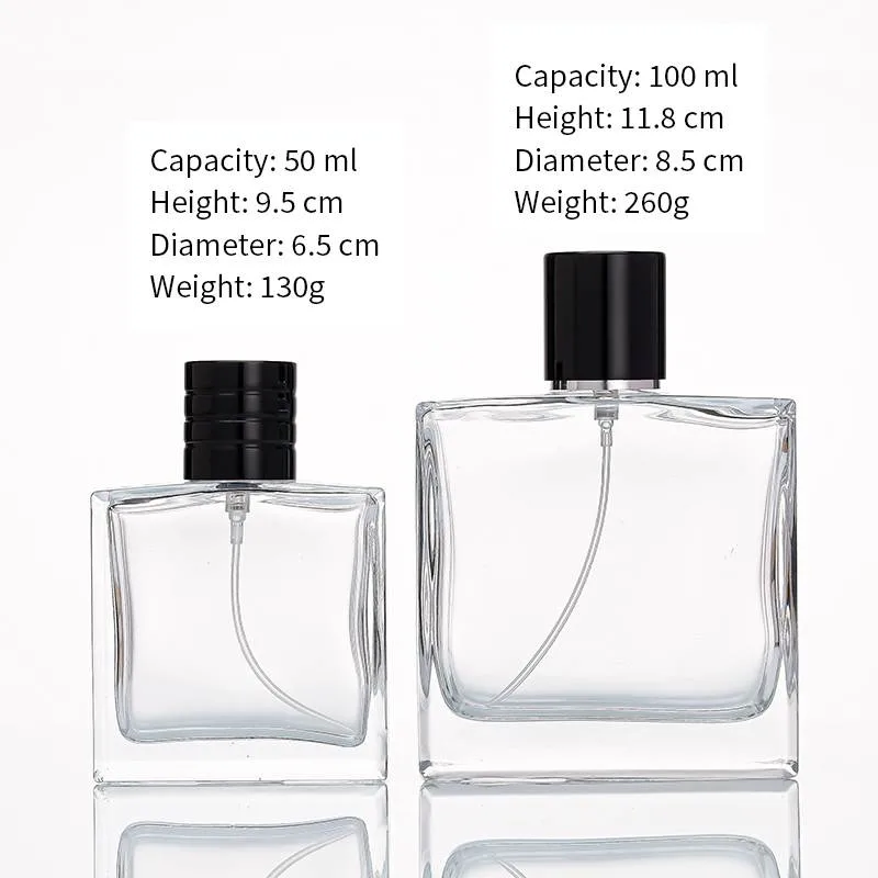 Custom Luxury 50ml 100ml Square Fragrance Bottle Men Cologne Perfume Bottle Atomizer with Box Packaging