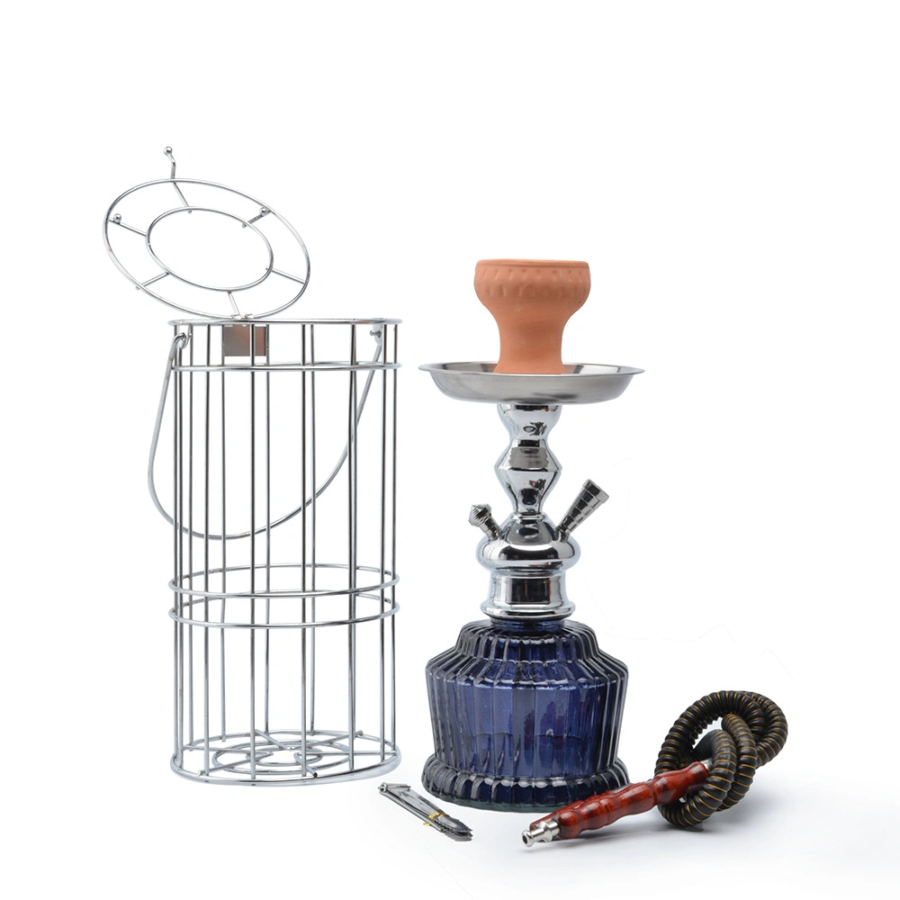 Arab Glass Hookah Bonging Shisha Wasserpfeifen Narguile Komplette Topf Shisha Schlauch Hookah Mund Shisha Schüssel Rauchen Shisha Zubehör mit Eisenkäfig