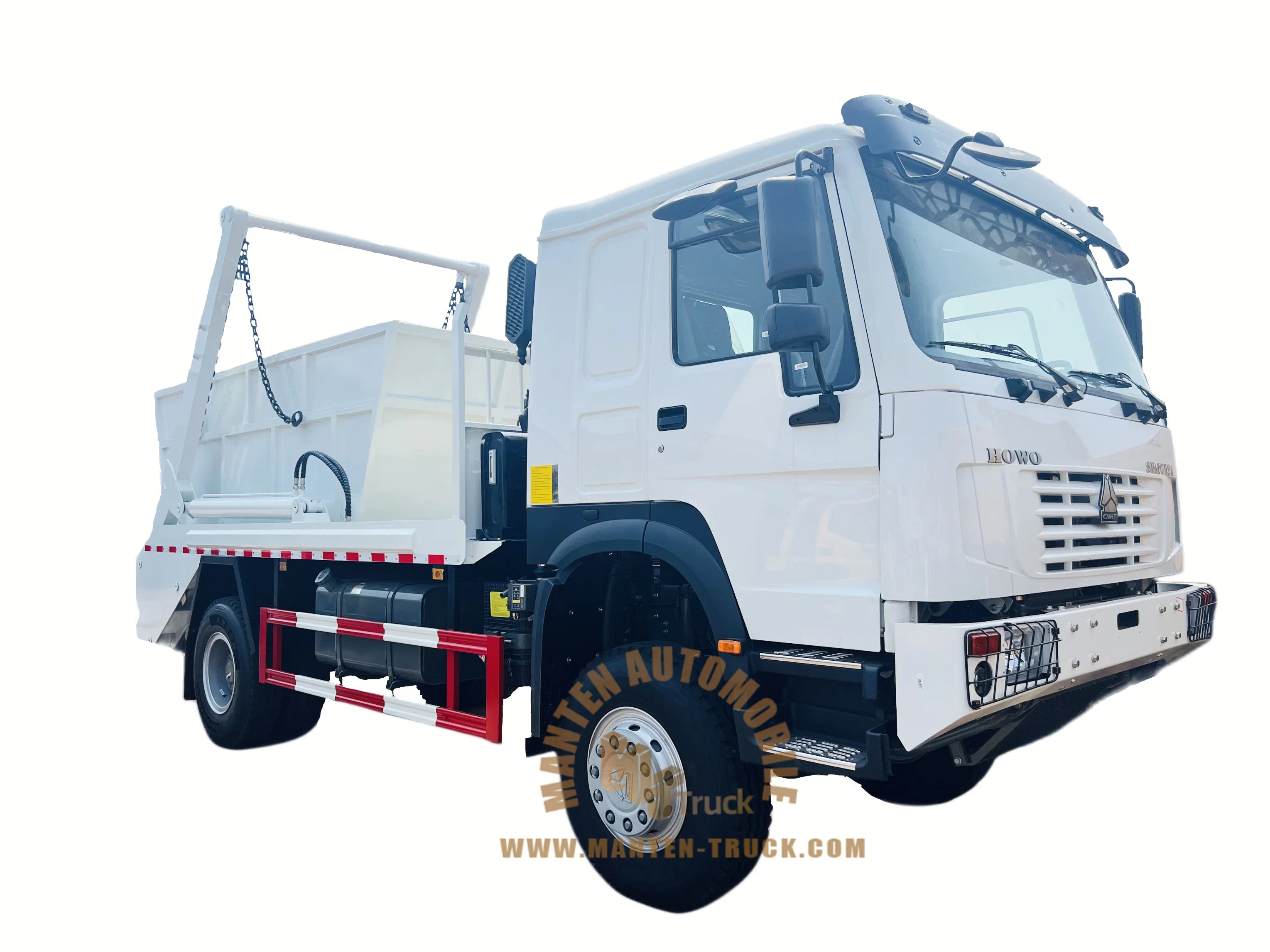 Factory Directly Sale HOWO Hydraulic off-Road 4X4 Skip Loader Garbage Truck 8cbm 10m3 10000liters Swing Arm Garbage Truck for Hot Sale