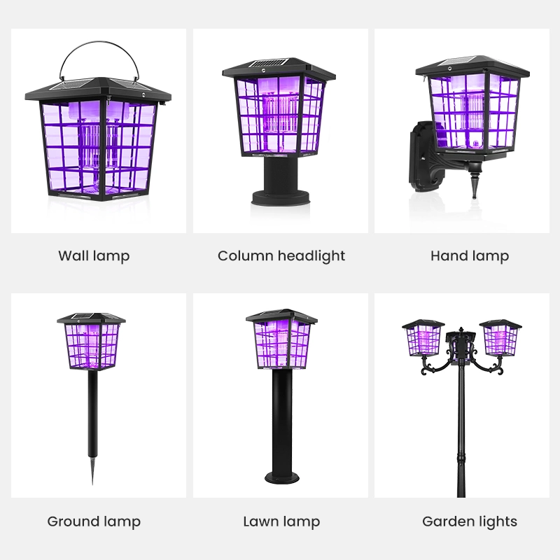 Stainless Steel Mosquito Solar Electric Zapper Killer Lamp Black Insect Killer