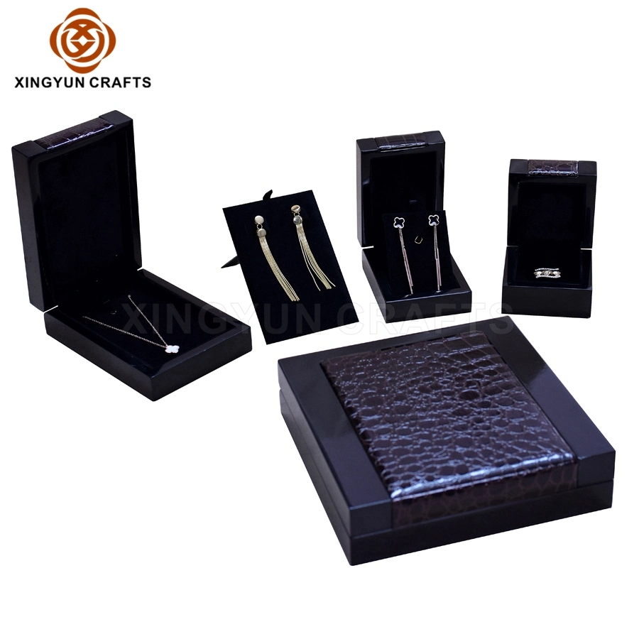 Black Croco PU Leather Custom Wood Jewelry Gift Display Packaging Box Wholesale/Supplier Small Wooden Lacquer Coin Medal Box