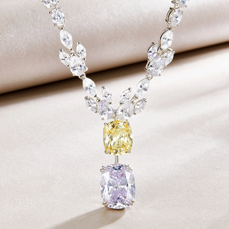 Luxury Full Cubic Zirconia Necklace 925 Sterling Silver Pendant Necklace