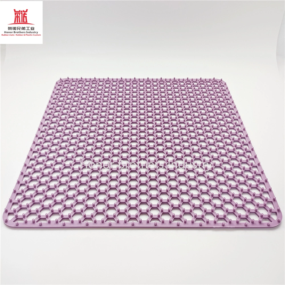 Table Top Insulation Kitchenware Anti-Slip Silicone Rubber Drainage Mat, Purple