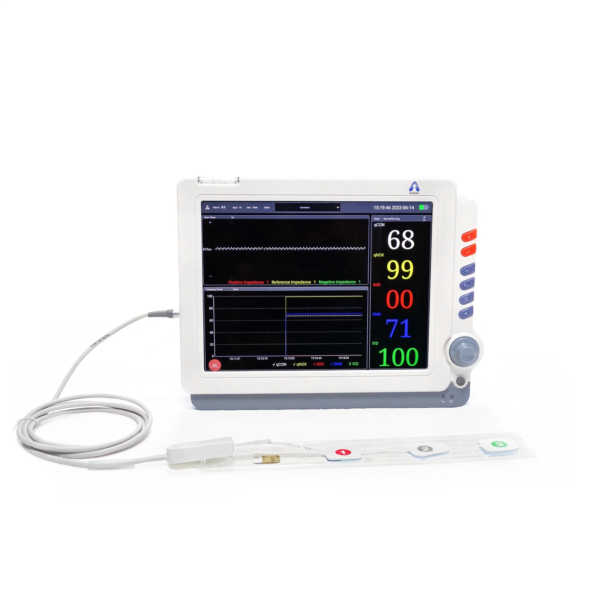 Gran pantalla de 12 pulgadas de alto brillo de pantalla táctil La pantalla LCD Monitor de la profundidad de la anestesia