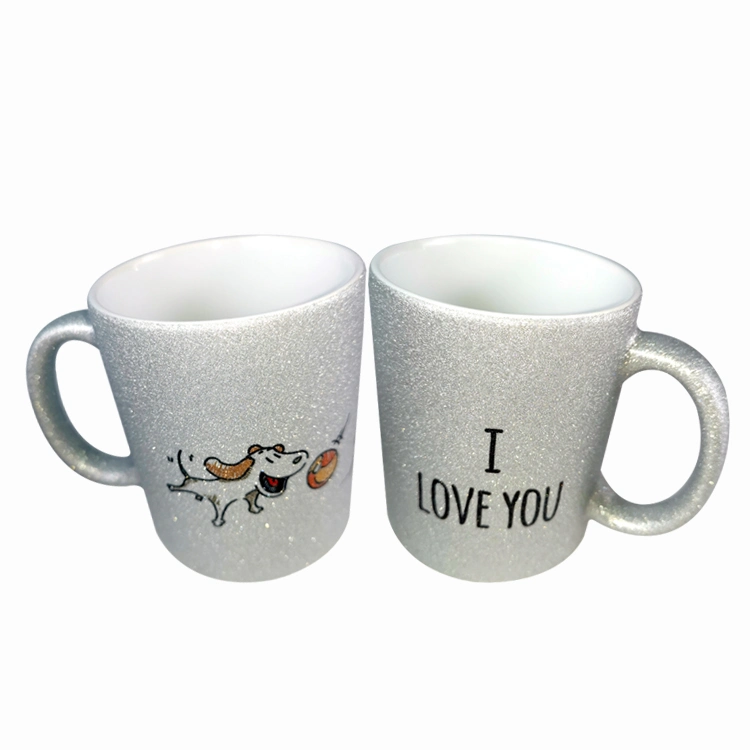 Wholesale/Supplier Promotion 11oz Neon Color Ceramic Glitter Handle Blank Coffee Mugs for Sublimation Printing